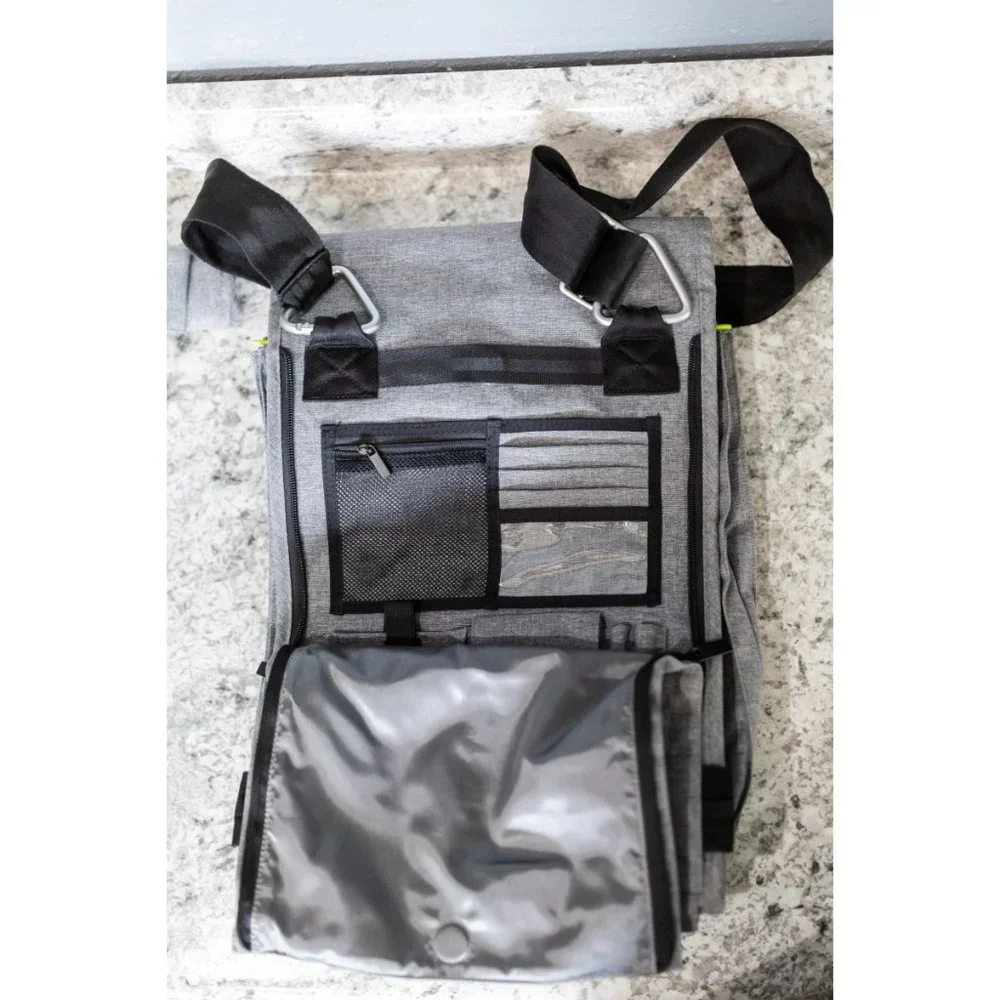 IKEA Family Gray Diaper Bag with Green Accents